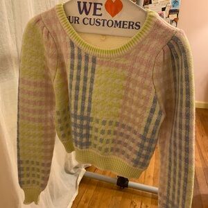 LoveShackFancy Multicolor Plaid Sweater